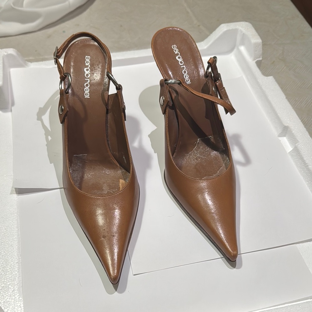 Brown Pointed-Toe Heels Elegant Stilettos Size 9.5